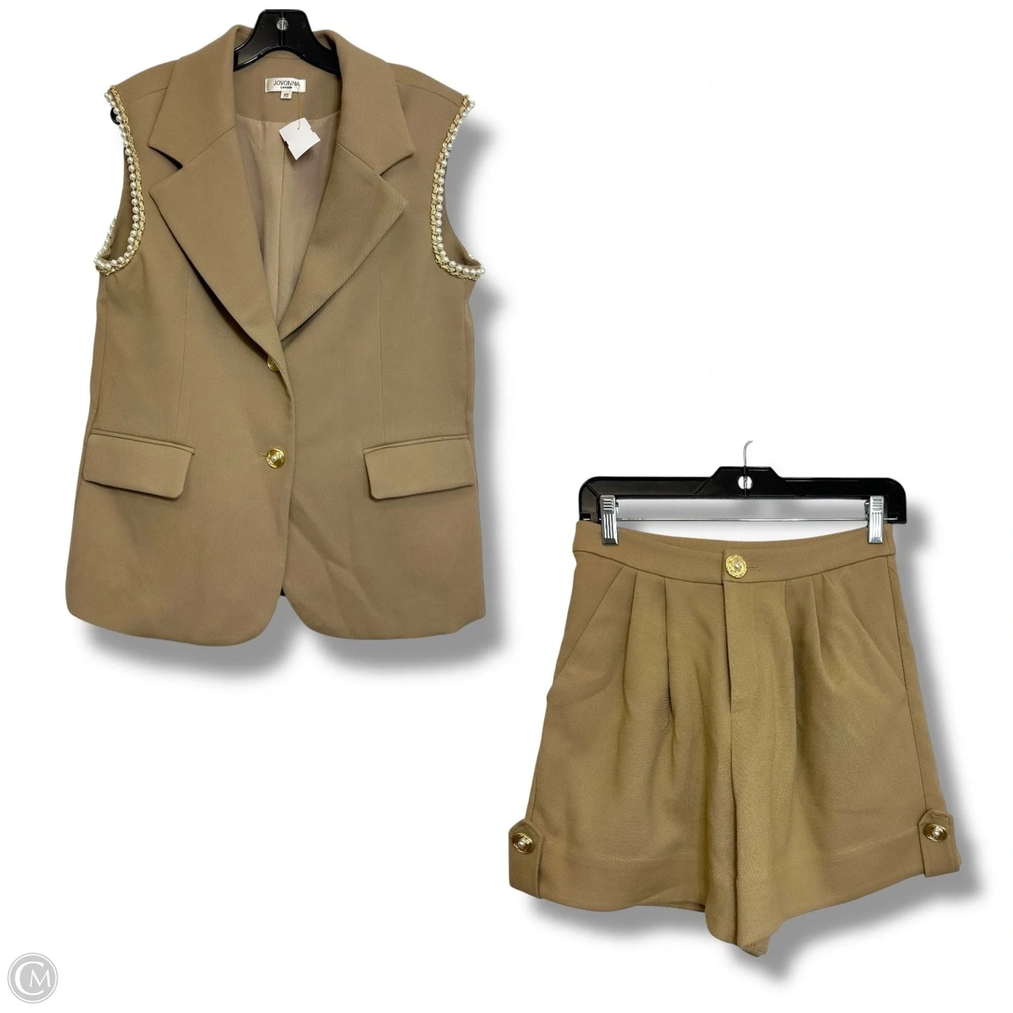 Blazer and Short Set By Anthropologie X Jovonna London In Tan, Size: Xs