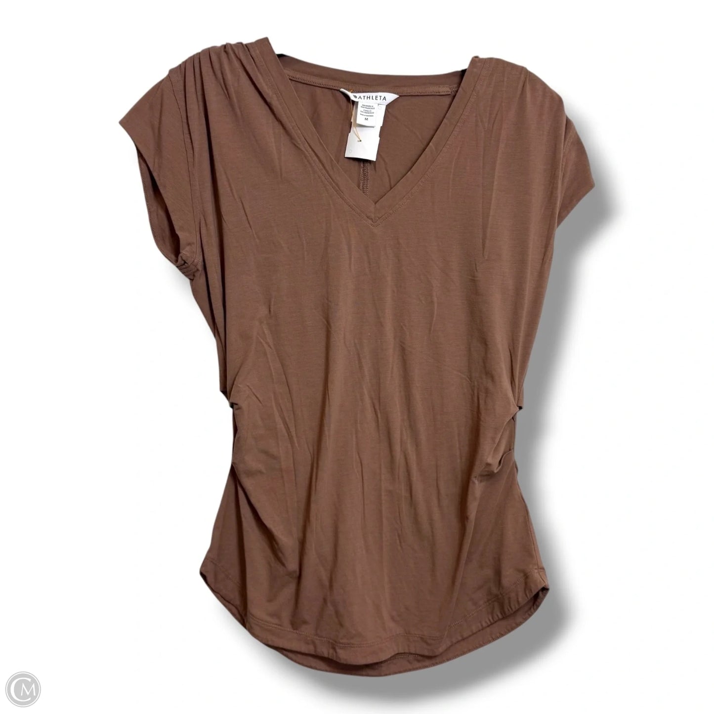Athletic Top Short Sleeve By Athleta In Brown, Size: M