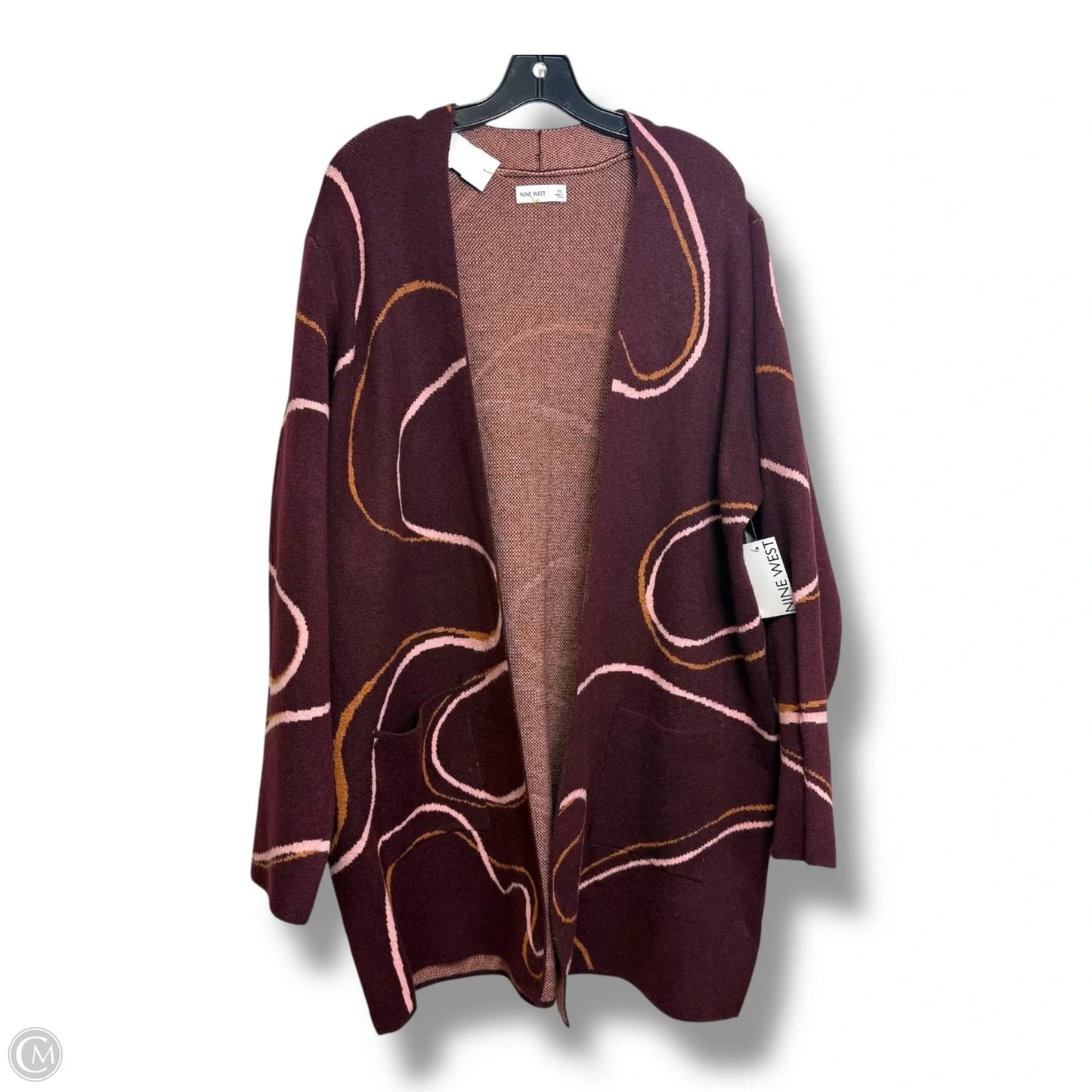 Cardigan By Nine West In Maroon, Size: Xxl