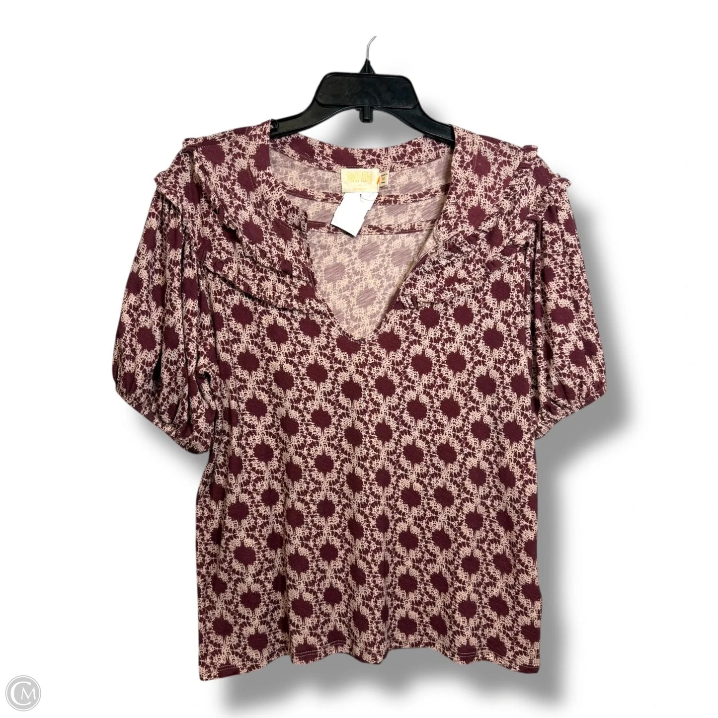 Top Short Sleeve By Nation In Multi-colored, Size: M