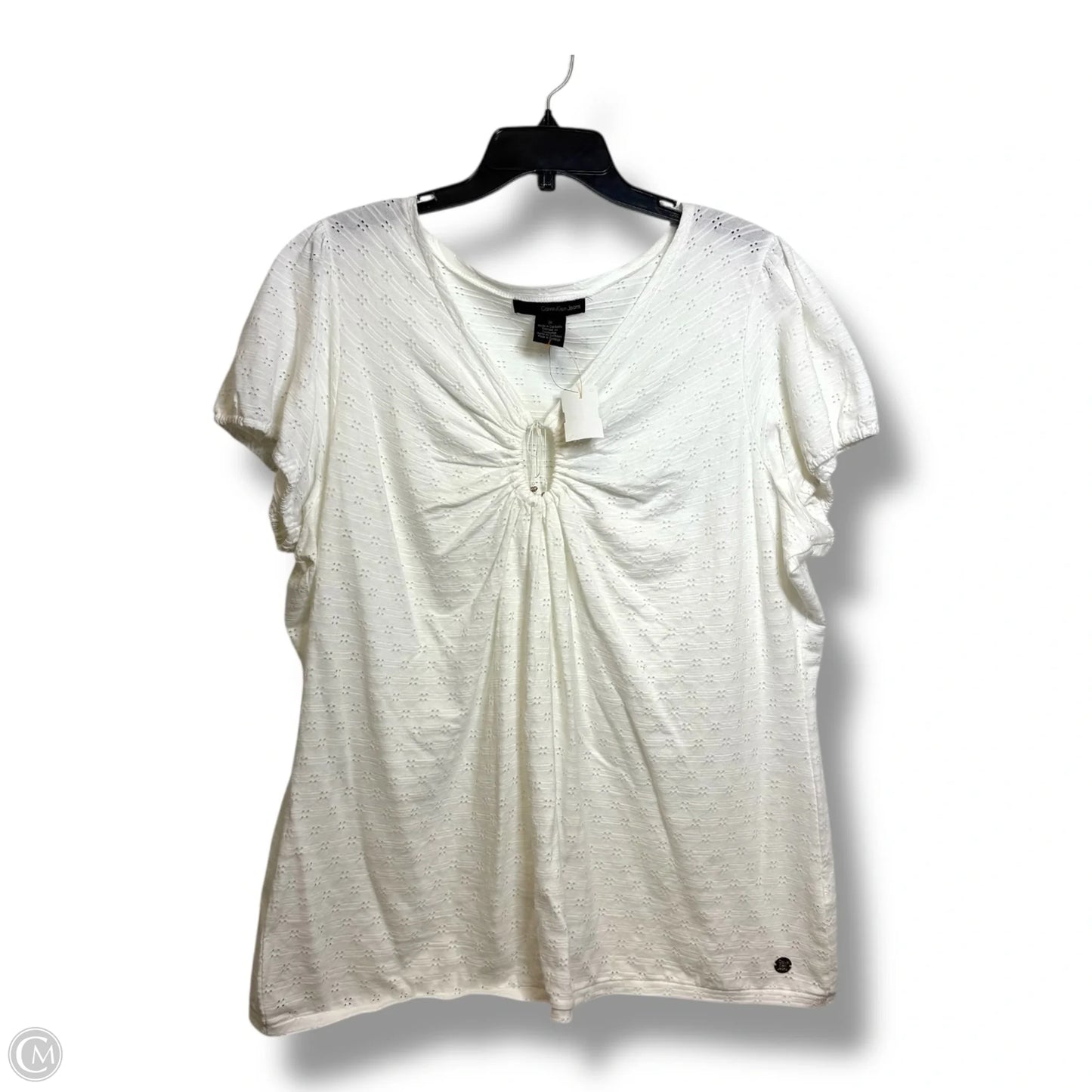 Top Short Sleeve By Calvin Klein In White, Size: 2x