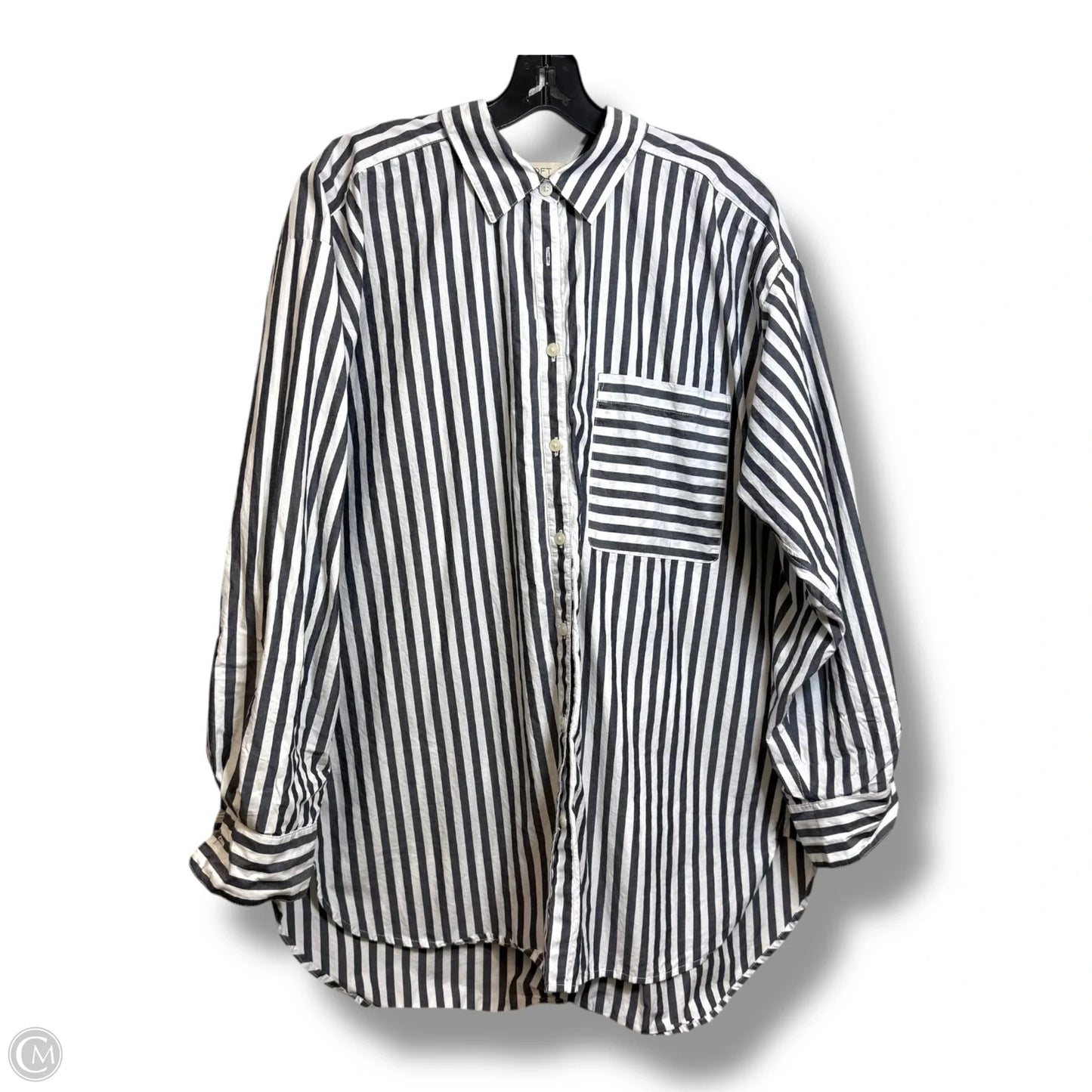 Blouse Long Sleeve By Loft In Striped Pattern, Size: L