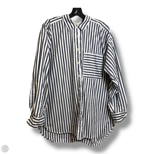 Blouse Long Sleeve By Loft In Striped Pattern, Size: L