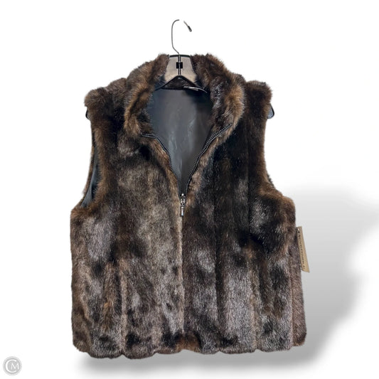 Reversible Vest Faux Fur & Sherpa By Jcp In Brown, Size: M