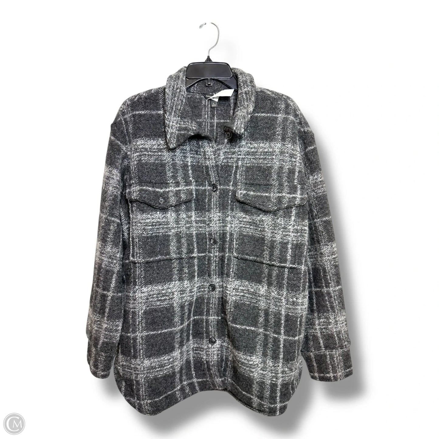 Jacket Shirt By Banana Republic In Plaid Pattern, Size: L
