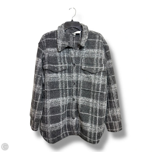 Jacket Shirt By Banana Republic In Plaid Pattern, Size: L