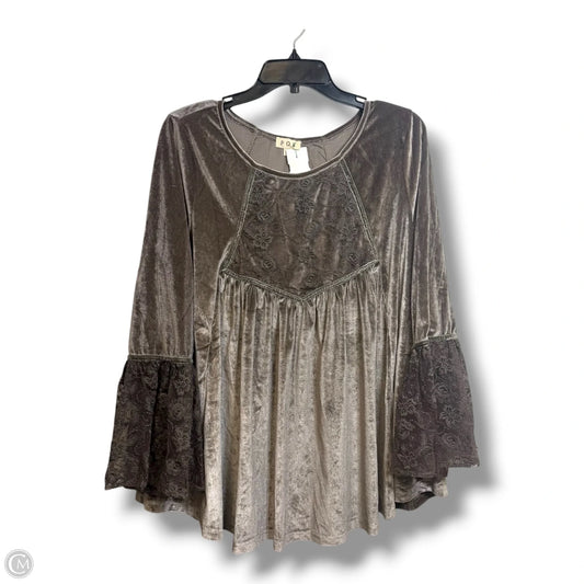 Top Long Sleeve By Pol In Taupe, Size: L