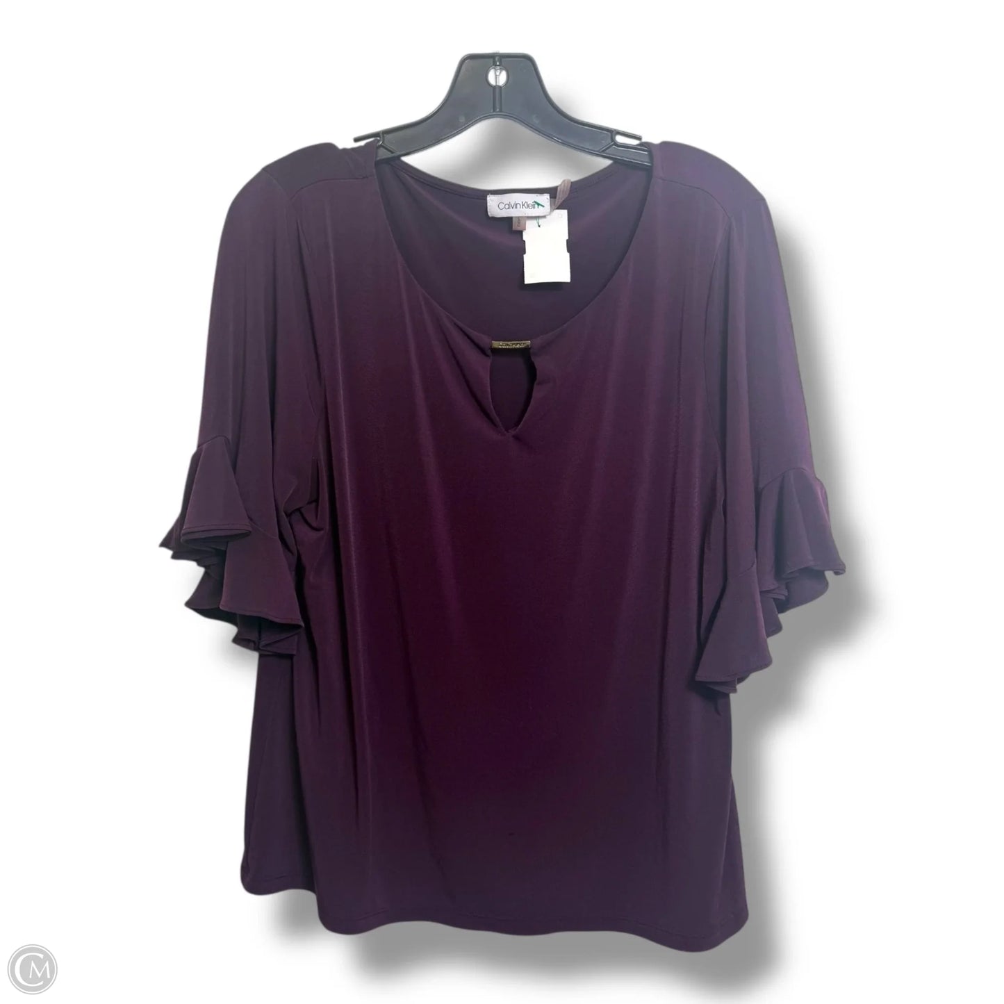 Top 3/4 Sleeve By Calvin Klein In Purple, Size: L