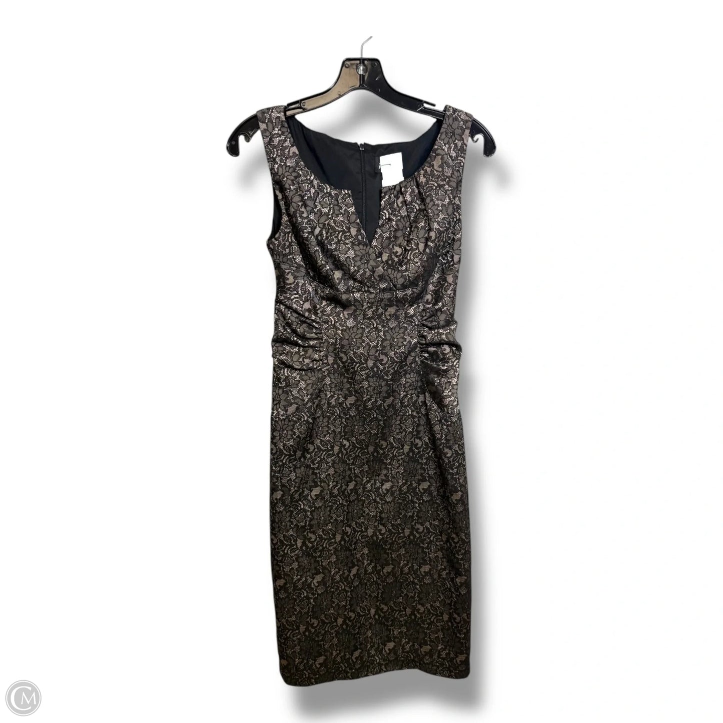 Dress Party Midi By Adrianna Papell In Black & Gold, Size: 8