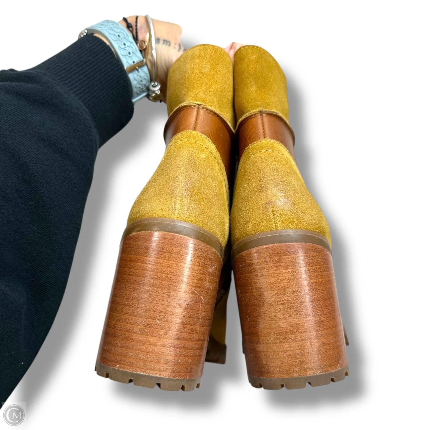 Boots Designer By Frye In Brown, Size: 9.5