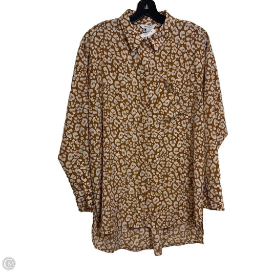 Blouse Long Sleeve By Nine West In Animal Print, Size: L