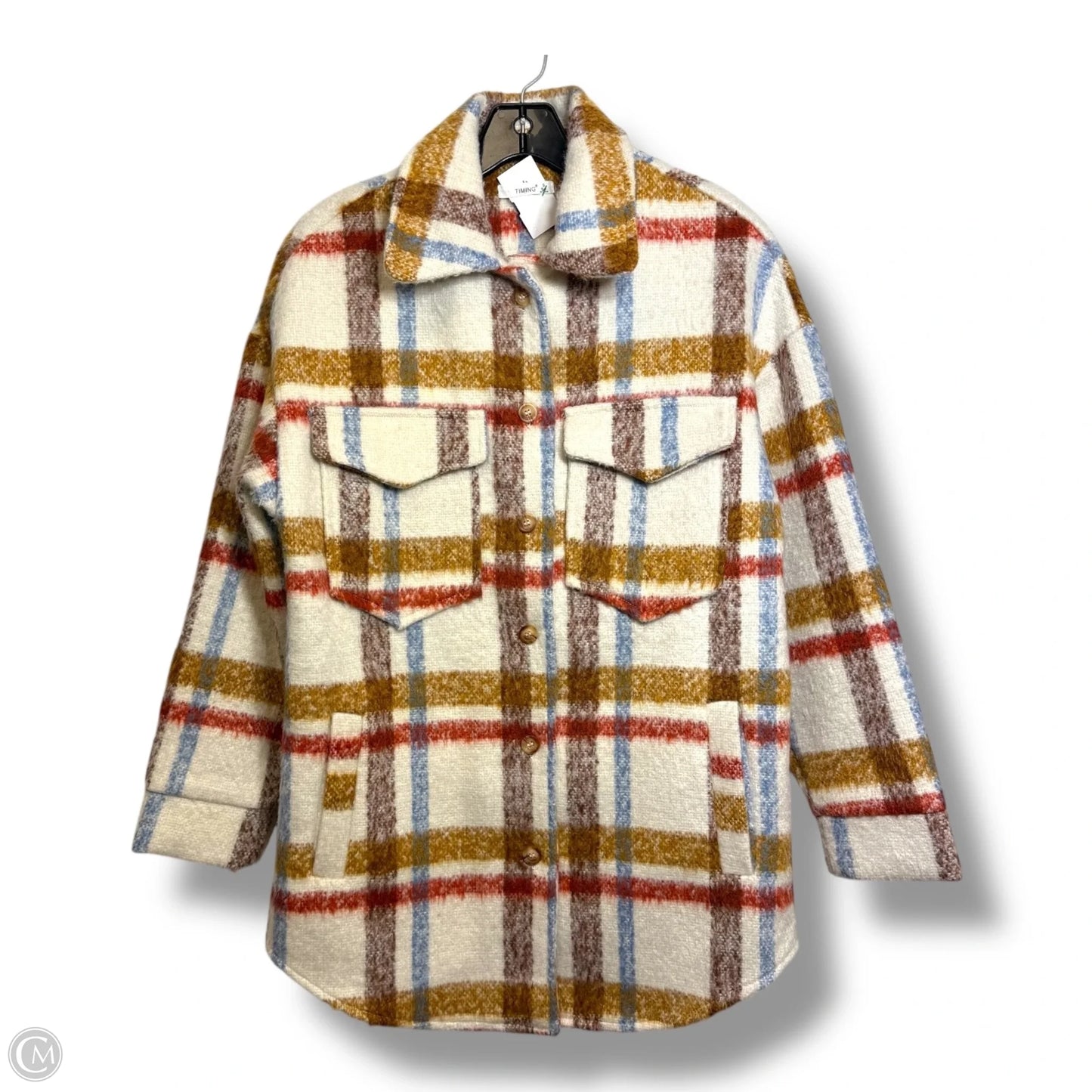 Jacket Shirt By Timing In Plaid Pattern, Size: S