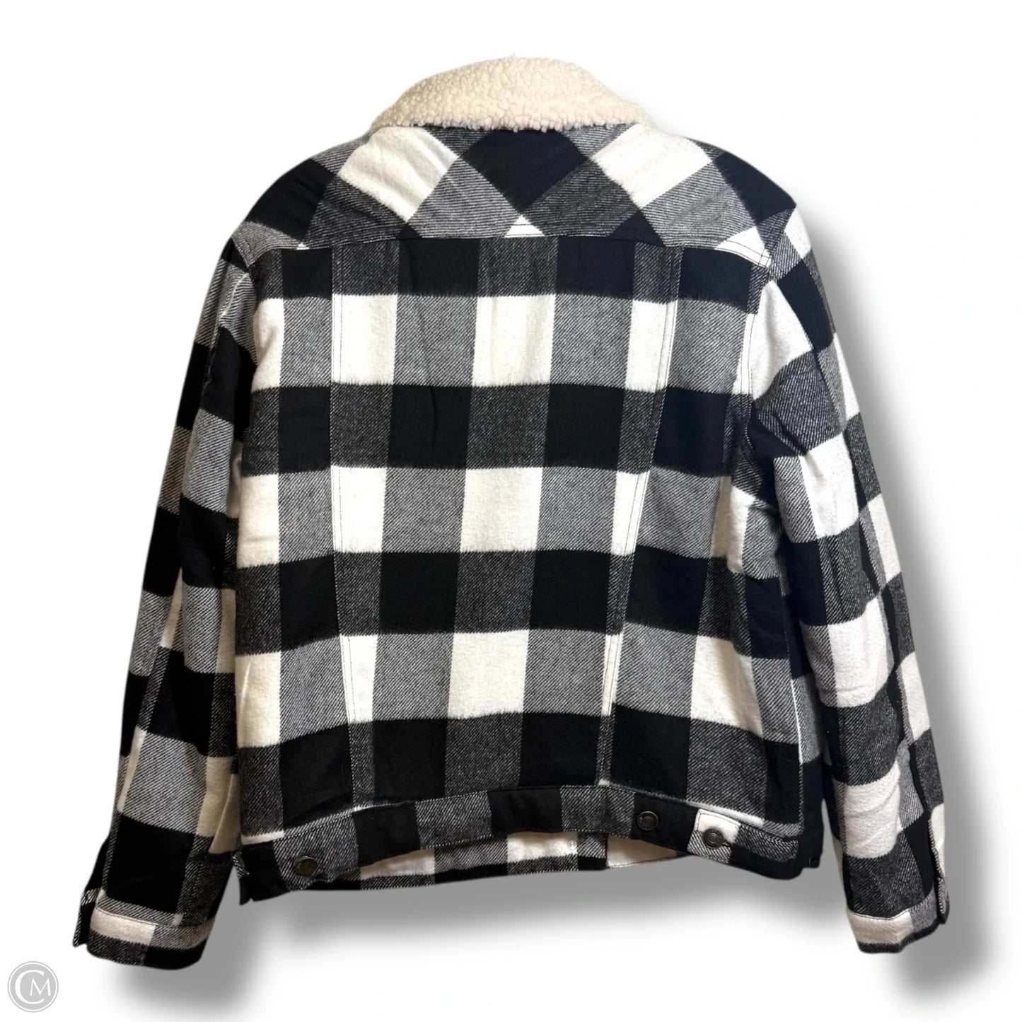 Jacket Faux Fur & Sherpa By Love Tree In Plaid Pattern, Size: M
