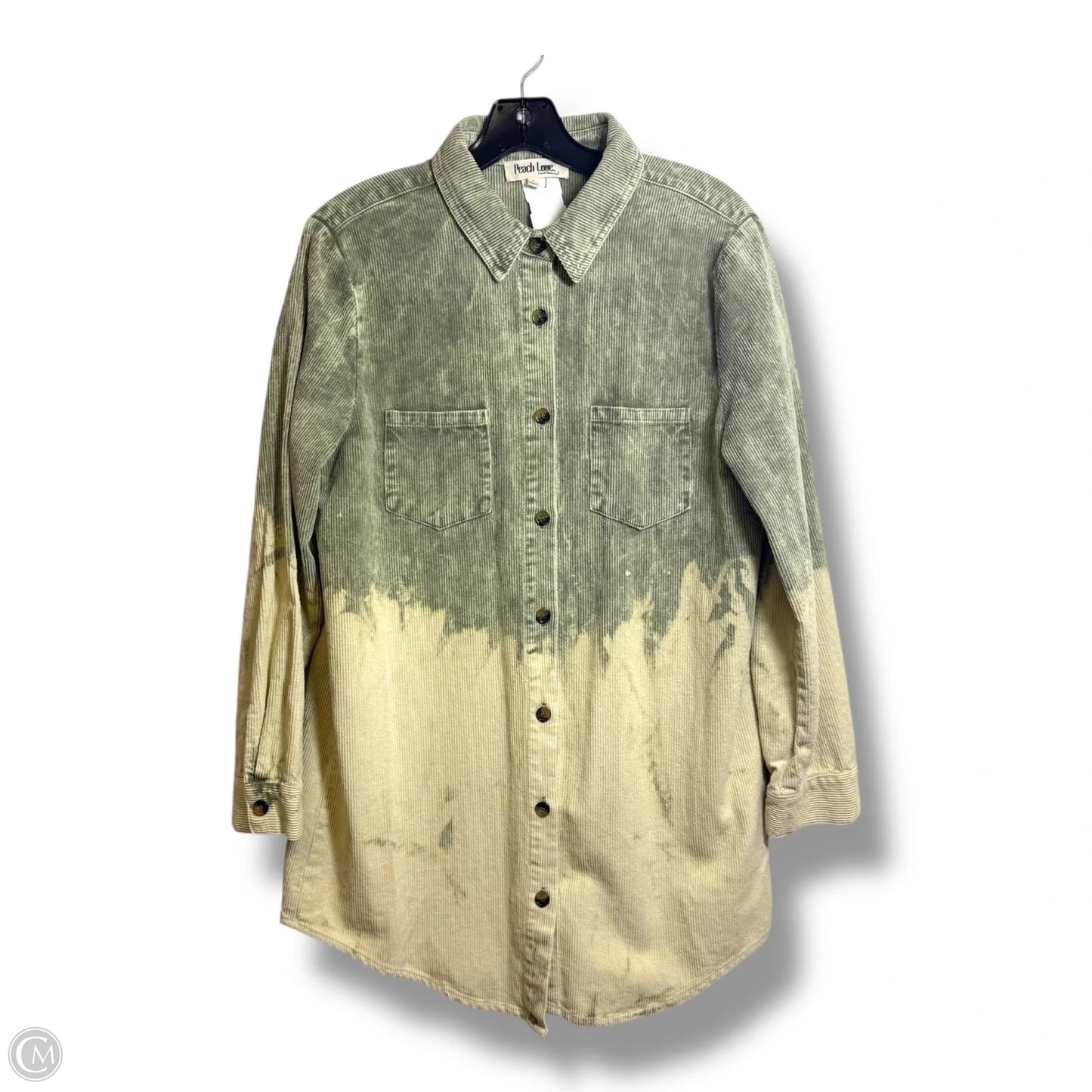 Jacket Shirt By Peach Love Cream California In Green, Size: S