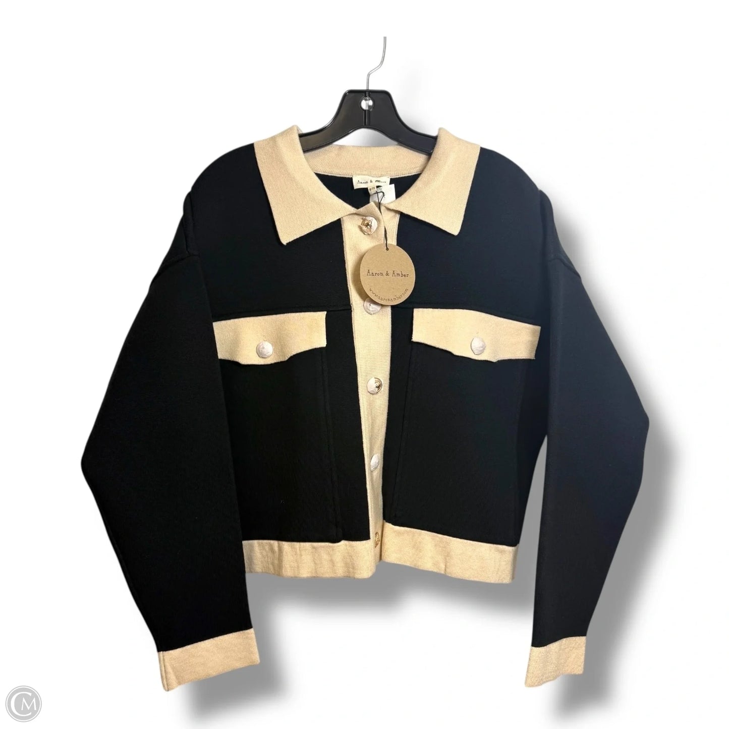 Cardigan By Clothes Mentor In Black & Cream, Size: Small