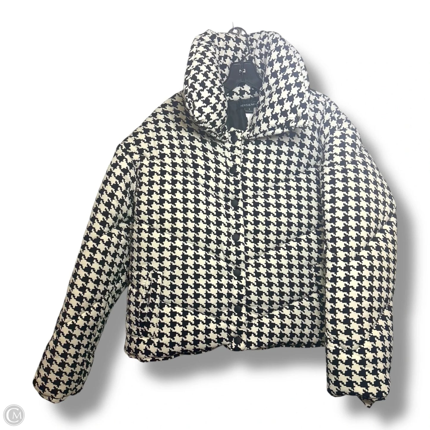 Coat Puffer & Quilted By hers and mine In Black & White, Size: S