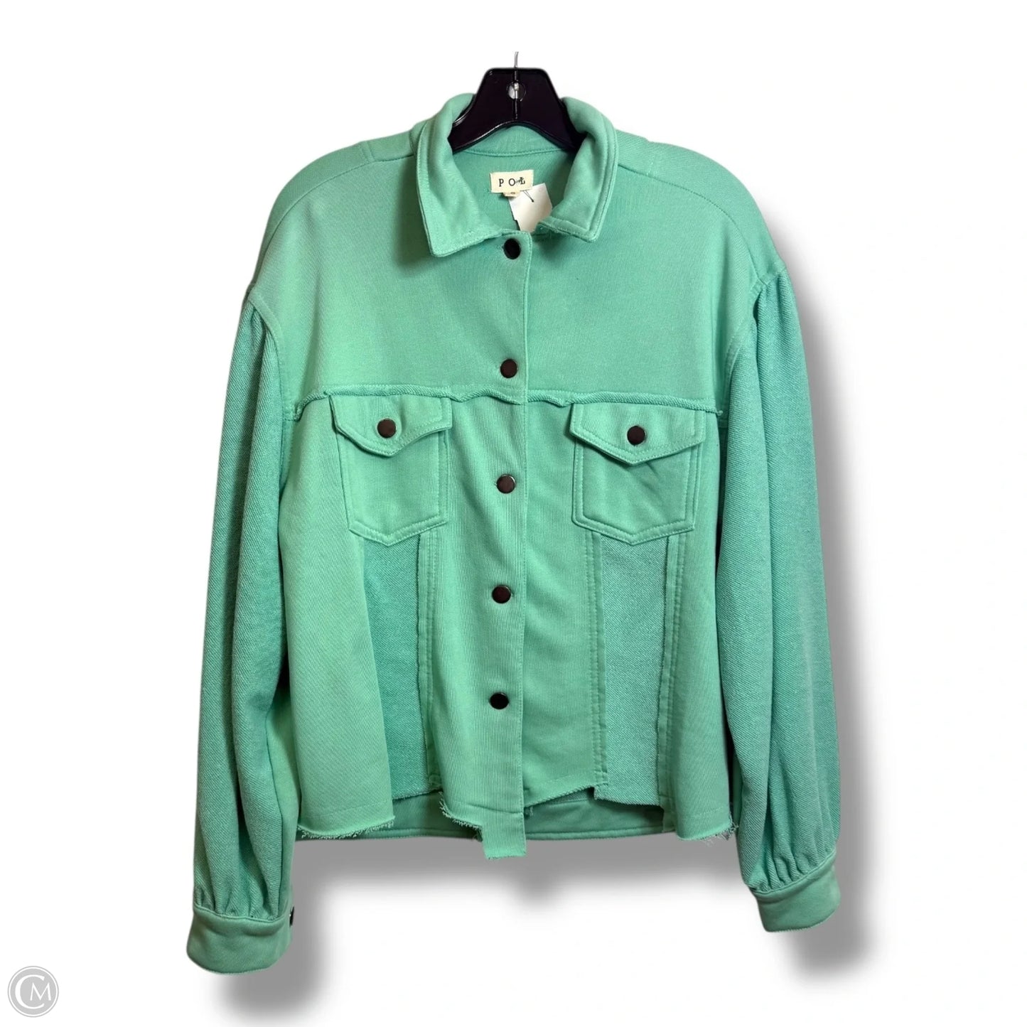Jacket Shirt By Pol In Aqua, Size: S