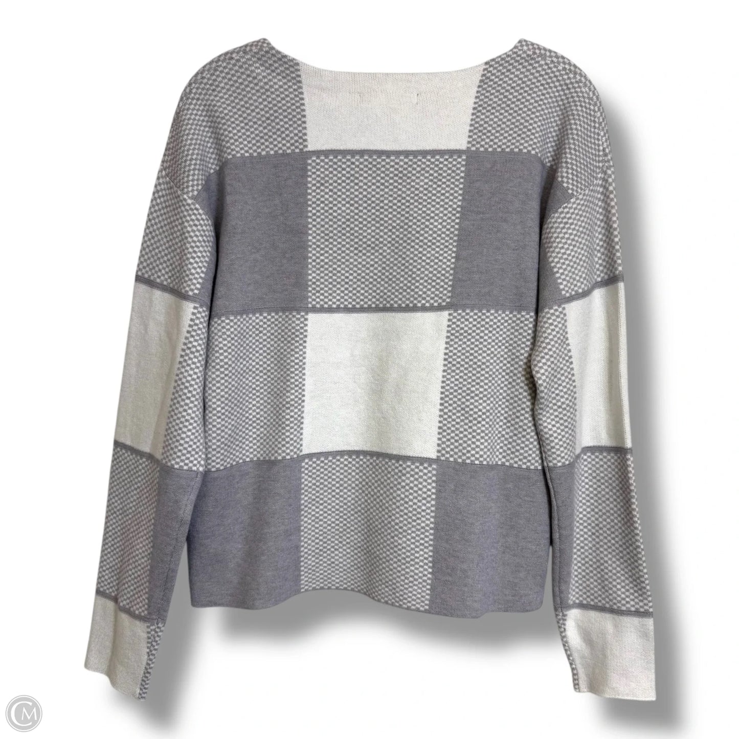 Sweater By Tahari In Grey & White, Size: S
