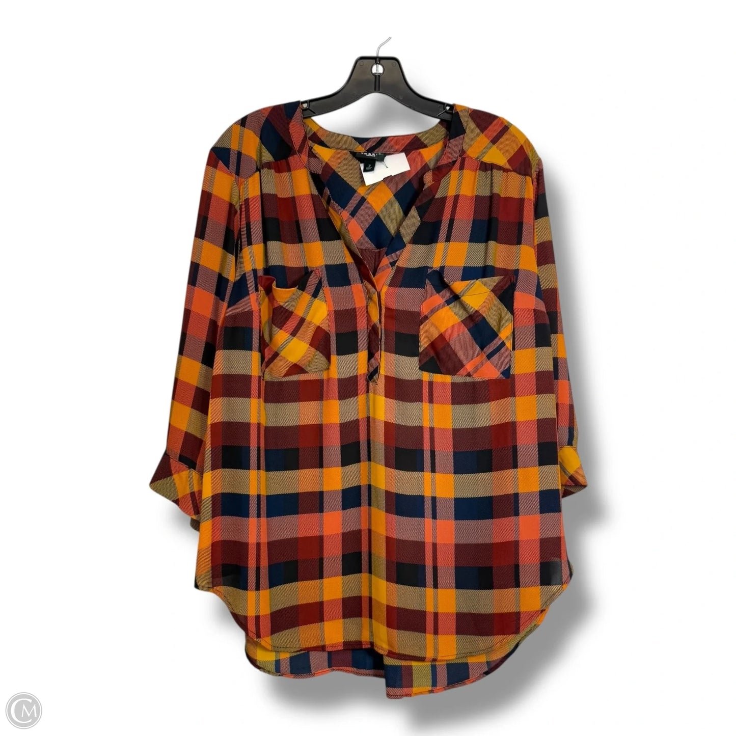 Top Long Sleeve By Torrid In Plaid Pattern, Size: 2x