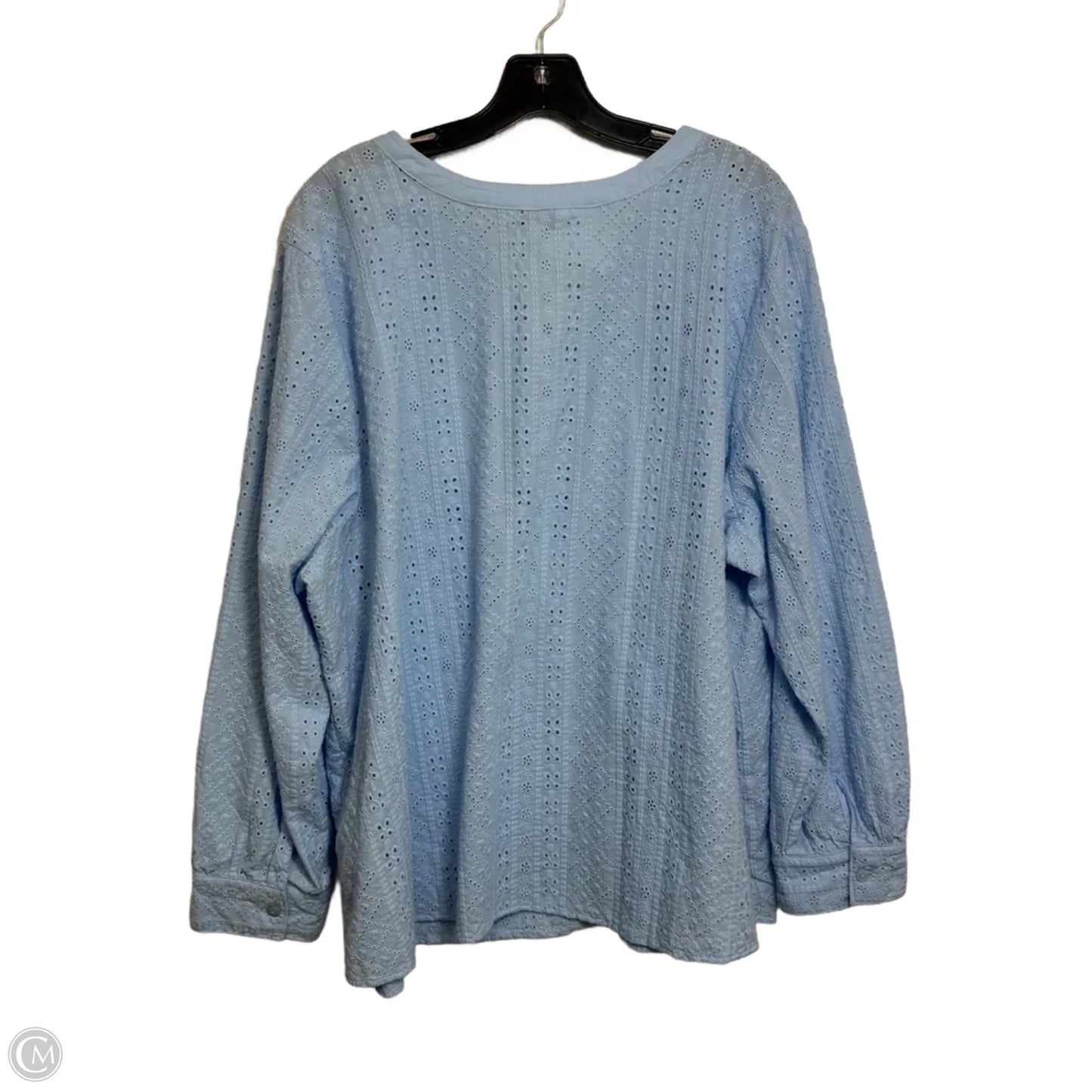 Top Long Sleeve By D&co. In Blue, Size: 3x