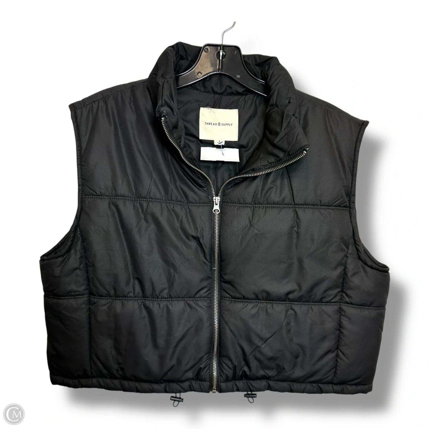 Cropped Vest Puffer & Quilted By Thread And Supply In Black, Size: L