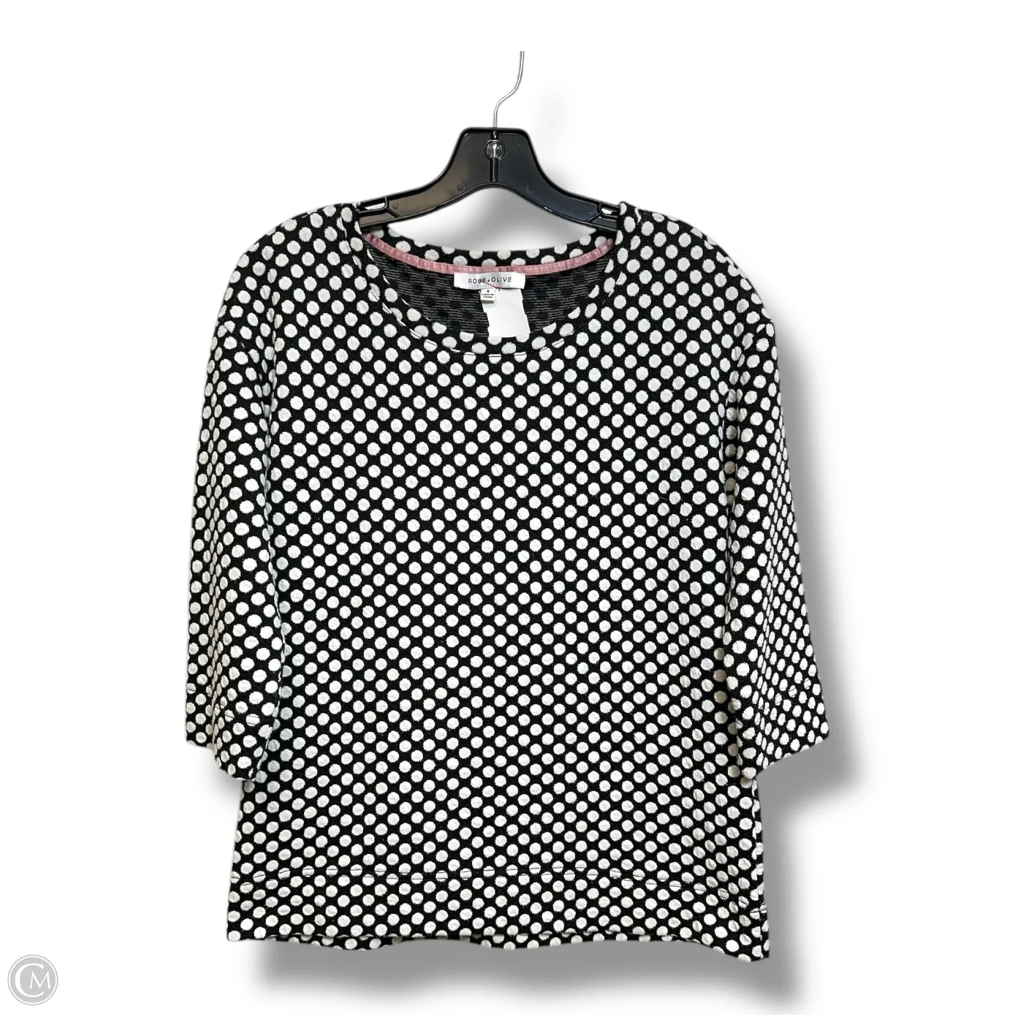 Top Short Sleeve By Rose And Olive In Black & White, Size: S