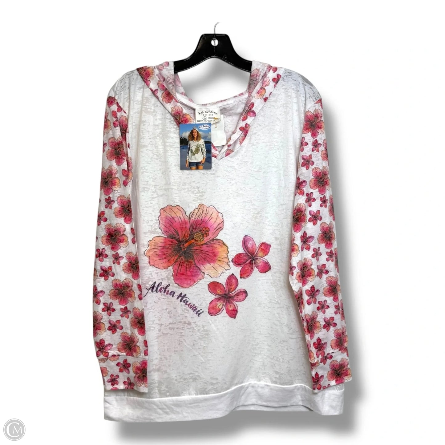 Top Long Sleeve Basic By Clothes Mentor In Pink & White, Size: Xl