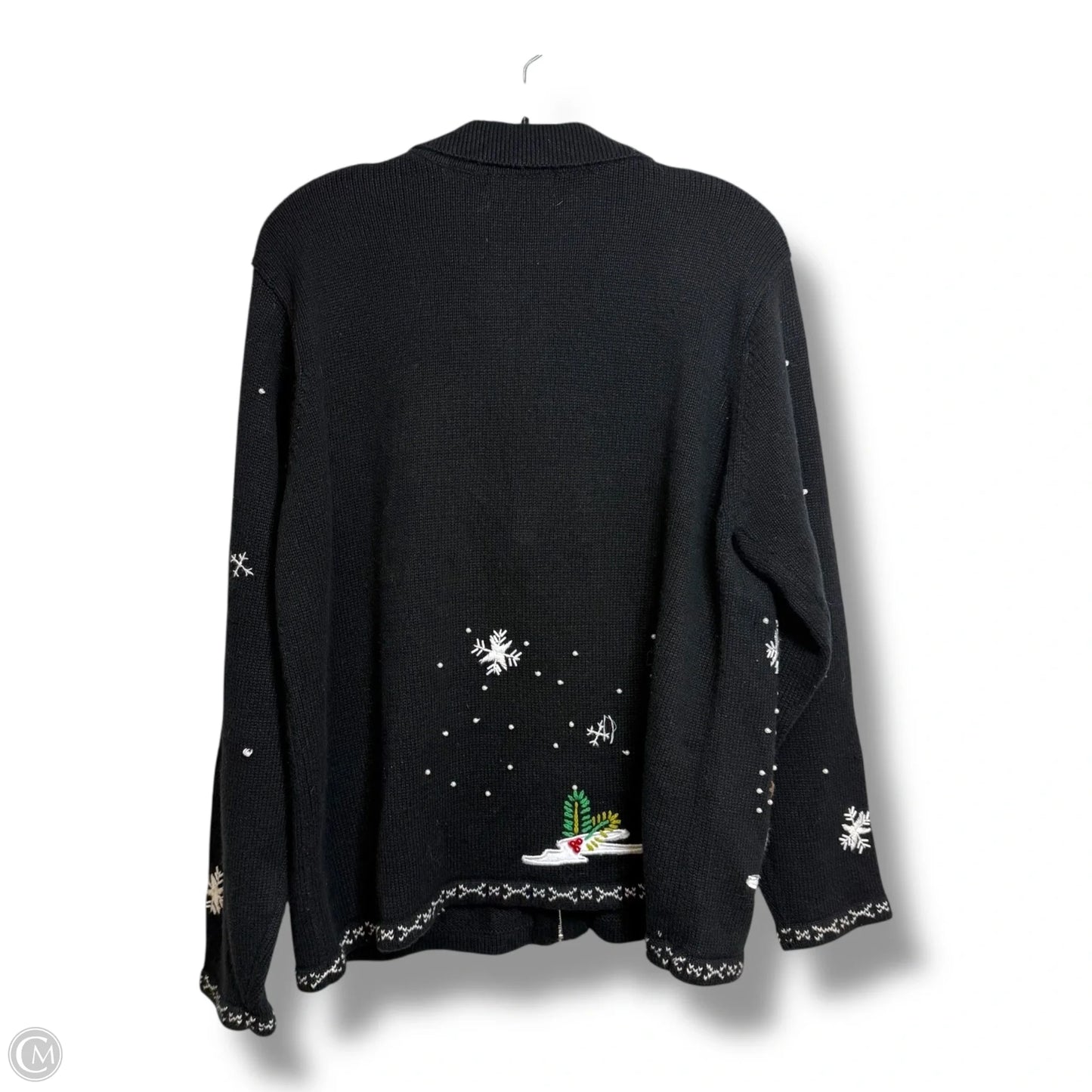 Holiday snowman Christmas Sweater By Karen Scott In Black, Size: L