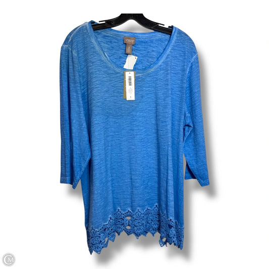 Top 3/4 Sleeve Basic By Chicos In Blue, Size: Xl