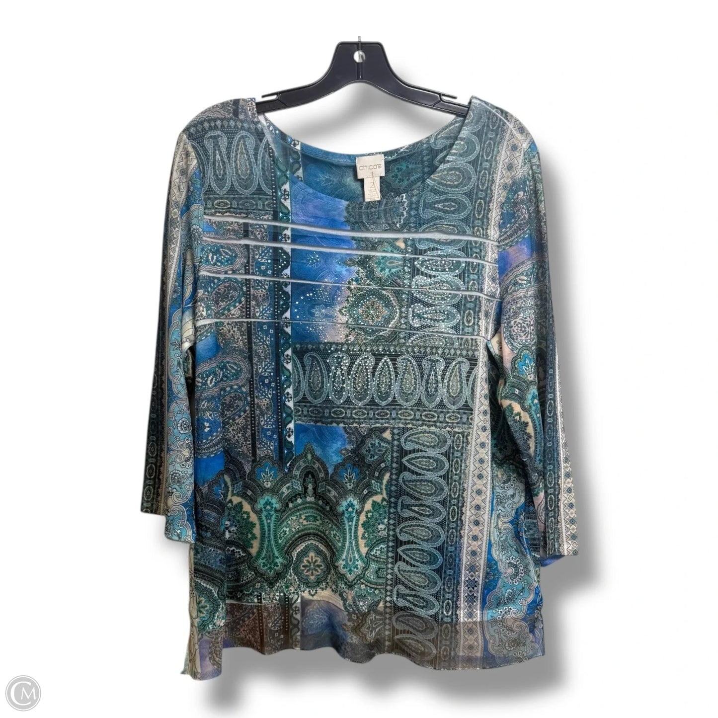 Top Long Sleeve Basic By Chicos In Blue, Size: L