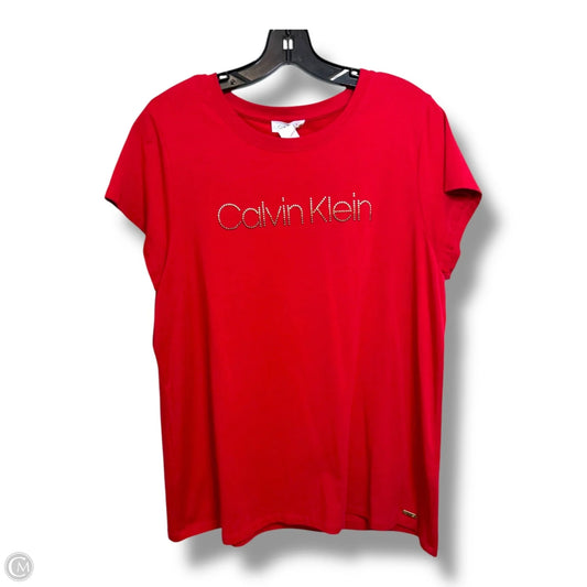 Top Short Sleeve By Calvin Klein In Red, Size: L