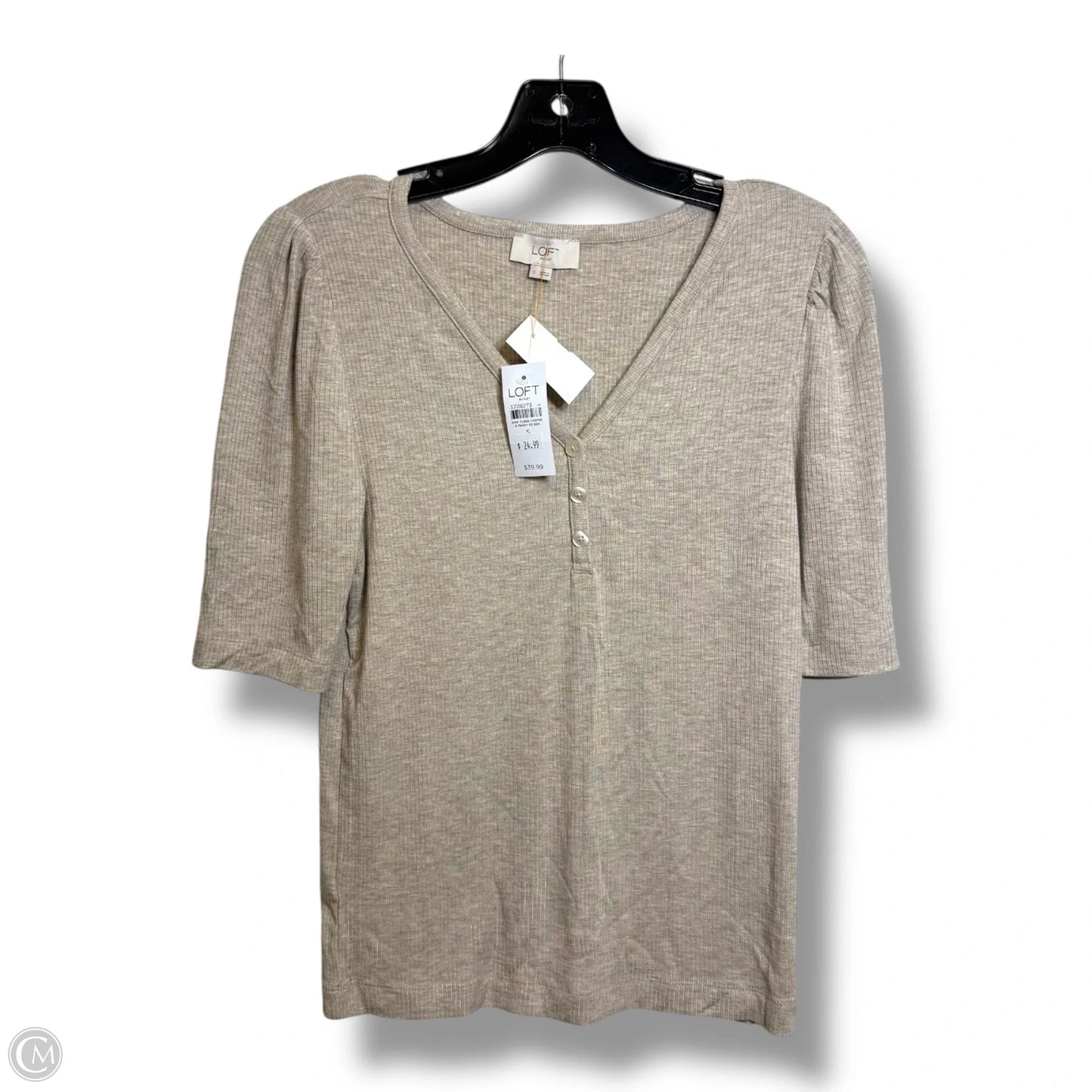 Top Short Sleeve Basic By Loft In Tan, Size: S