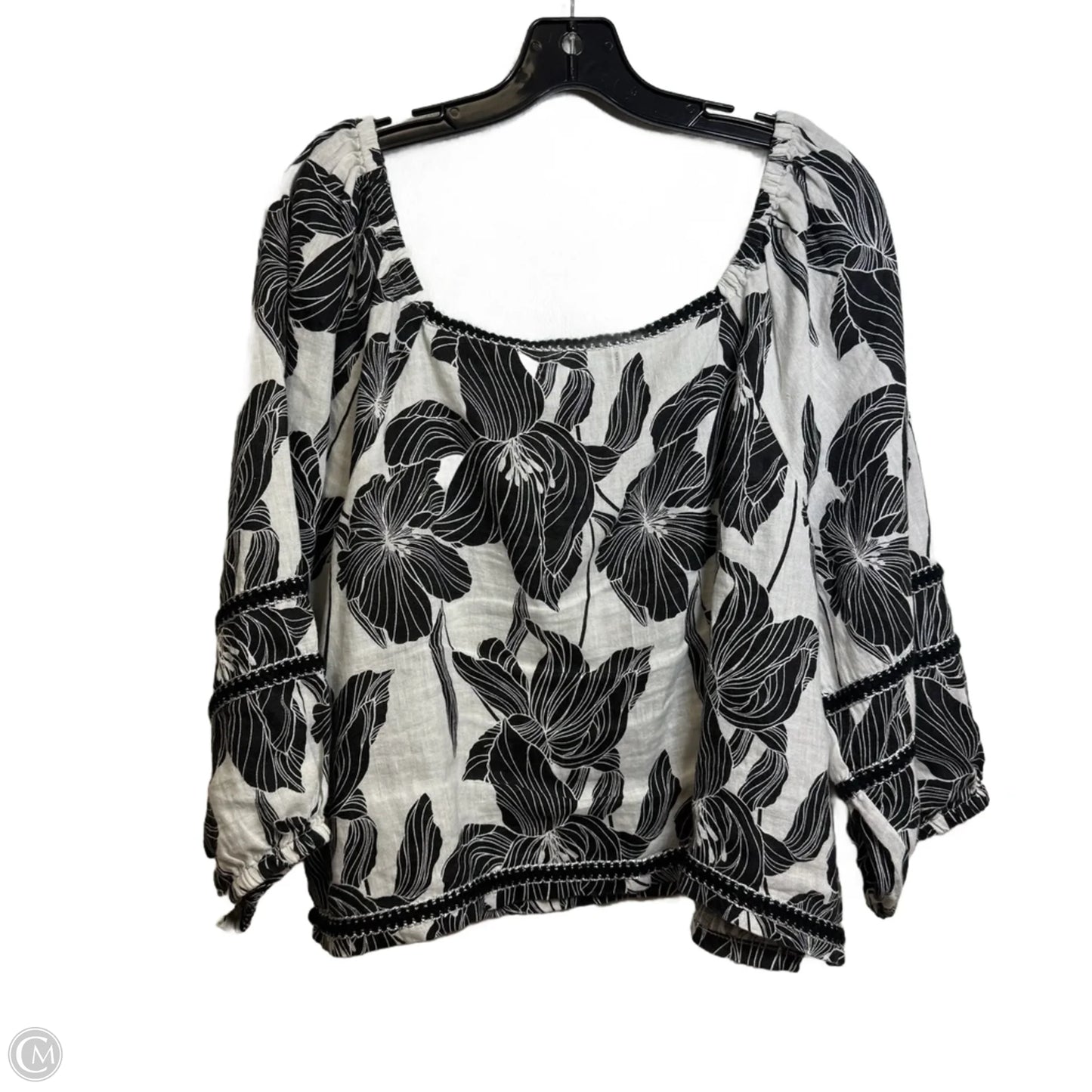 Top Long Sleeve By Tahari In Black & White, Size: Xl