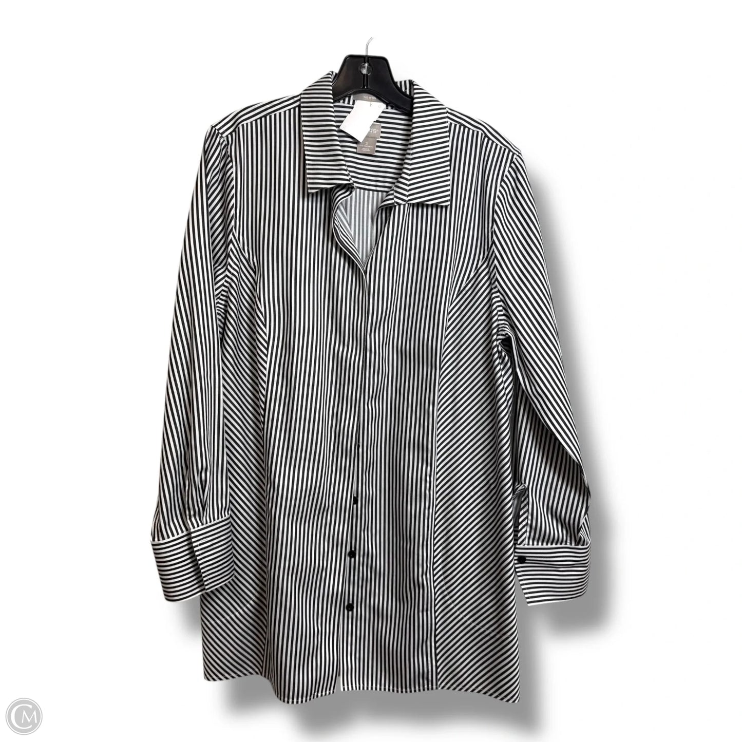Top Long Sleeve Basic By Chicos In Striped Pattern, Size: L