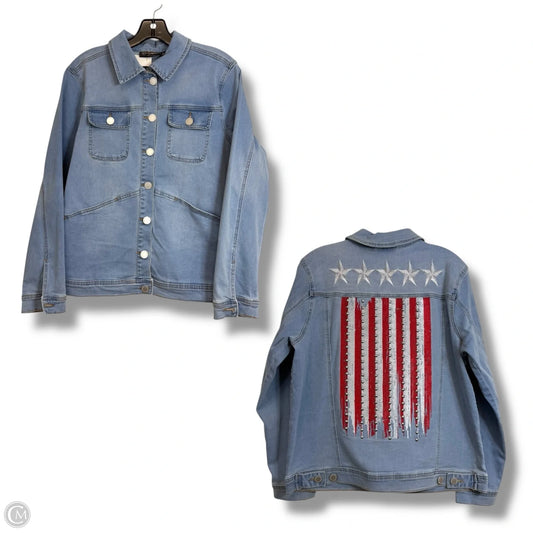 Jacket Denim By Dg2 In Blue Denim, Size: M