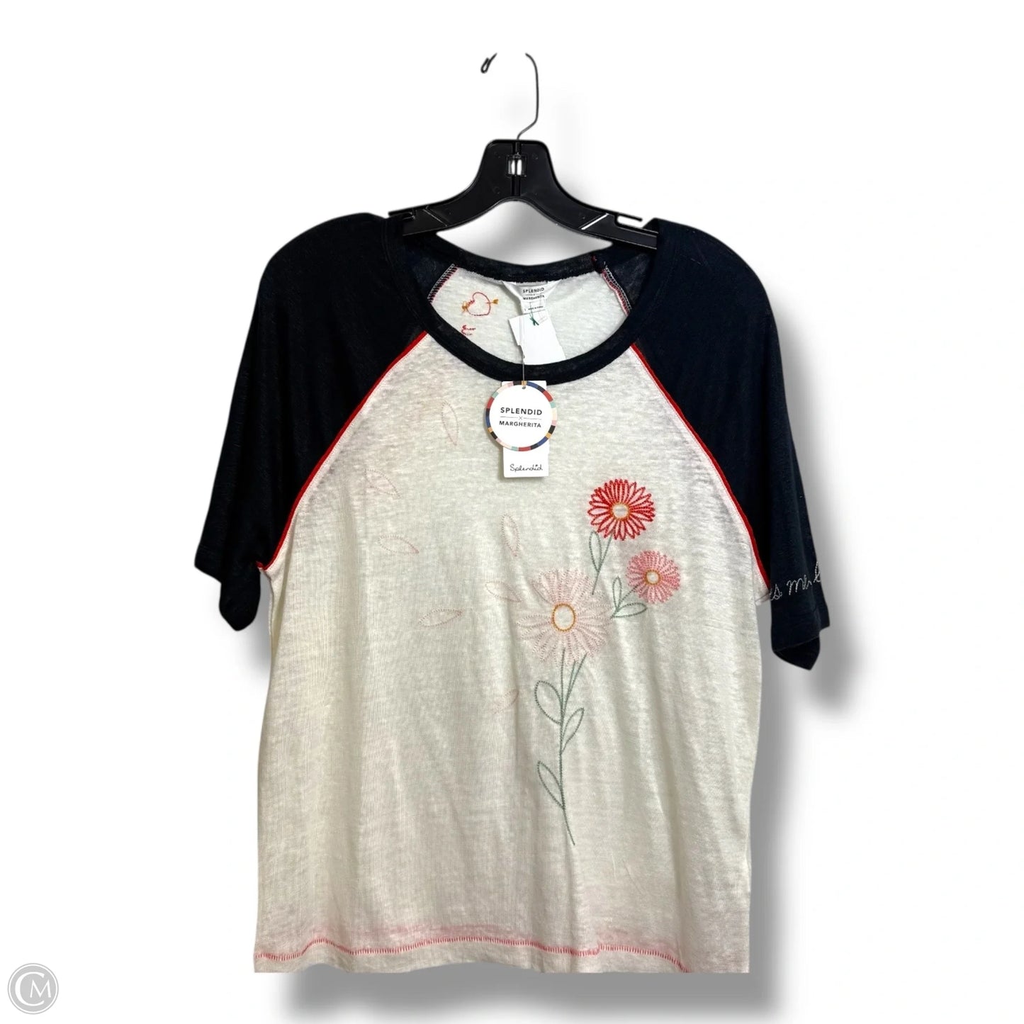 Top Short Sleeve Basic By Splendid In Blue & White, Size: S