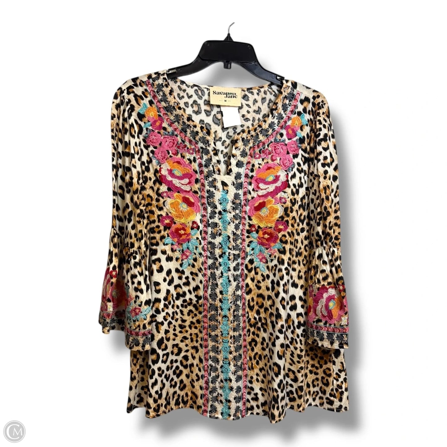 Top Long Sleeve Basic By Savanna Jane In Animal Print, Size: M