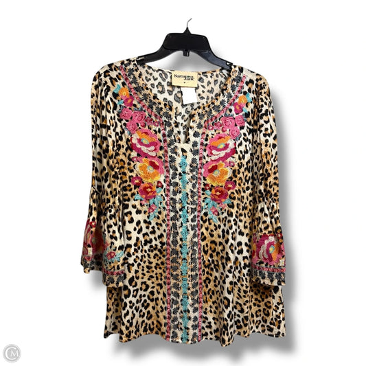 Top Long Sleeve Basic By Savanna Jane In Animal Print, Size: M