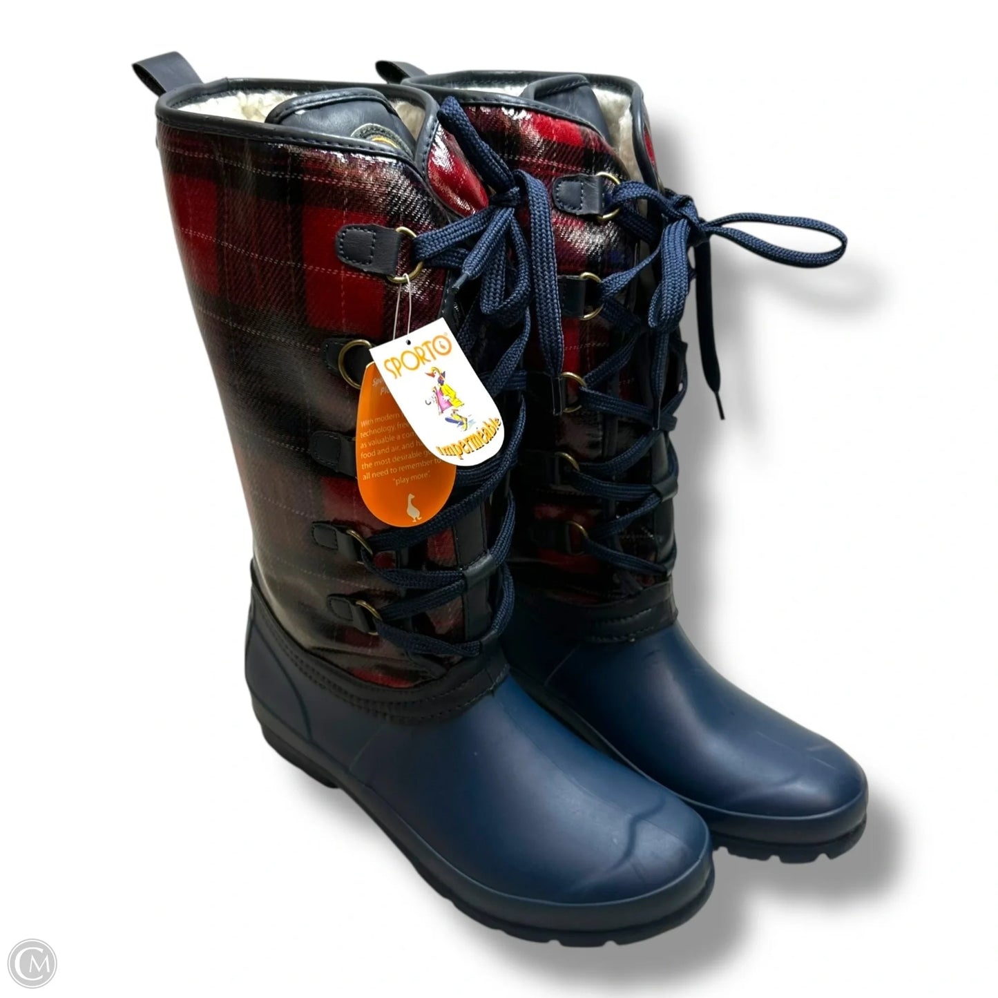 Boots Rain By Sporto In Plaid Pattern, Size: 10