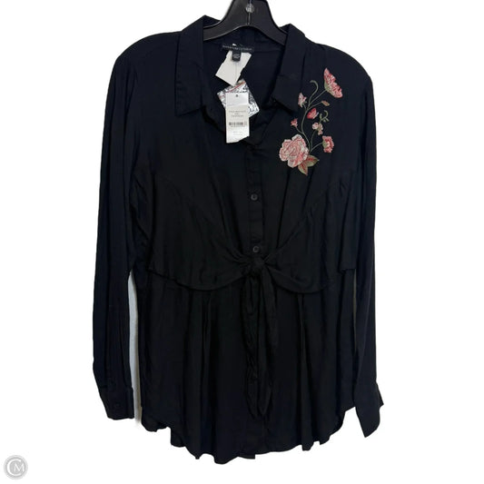 Top Long Sleeve Basic By Signature Studio In Black, Size: L