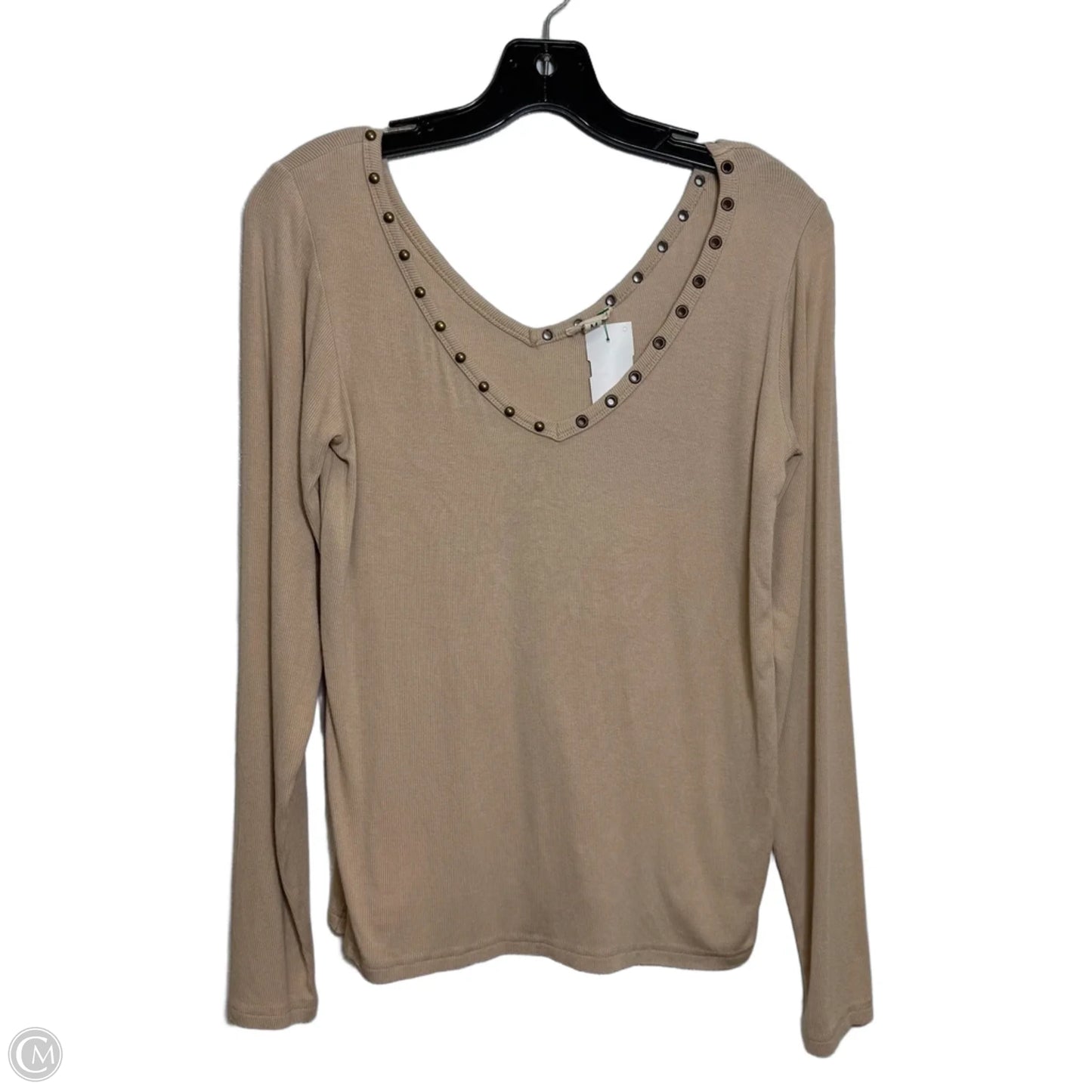 Top Long Sleeve Basic By Pol In Tan, Size: M