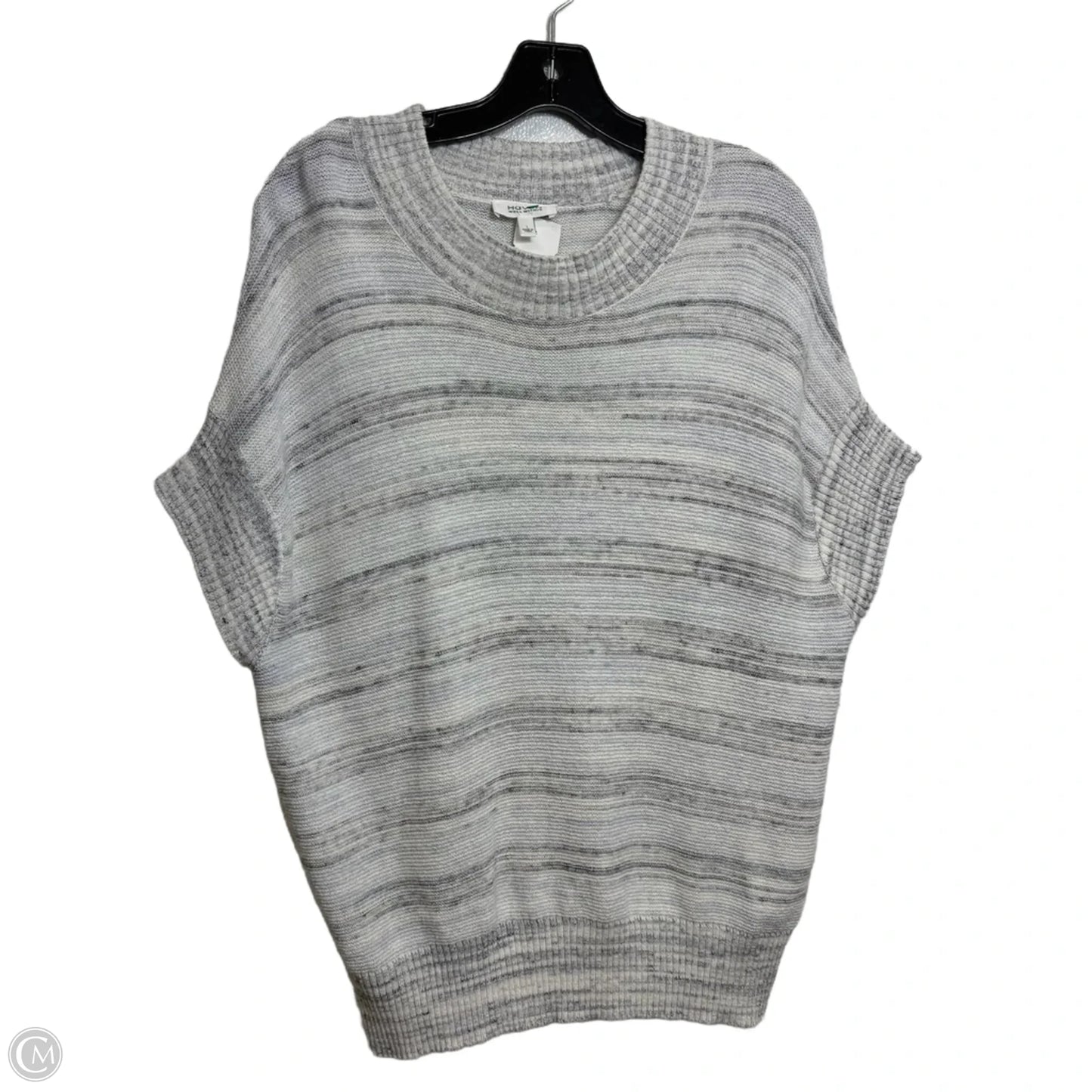 Top Short Sleeve Basic By Haven In Grey & White, Size: L