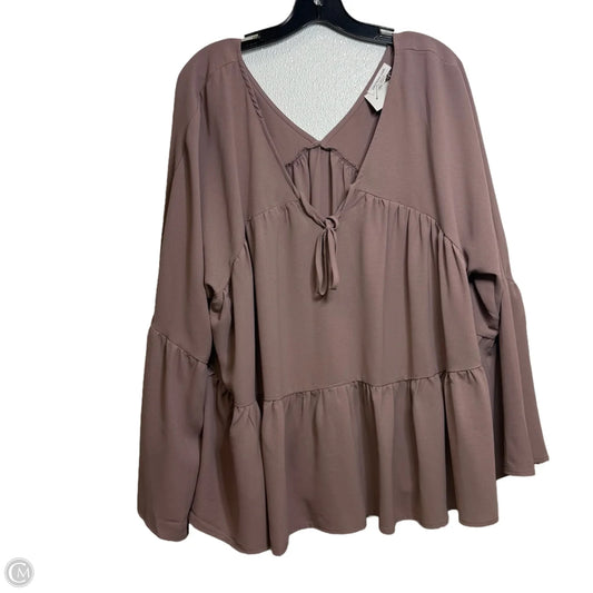 Top Long Sleeve Basic By Chicsoul In Mauve, Size: 1x
