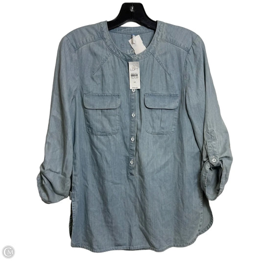 Top Long Sleeve By Loft In Blue Denim, Size: Xs