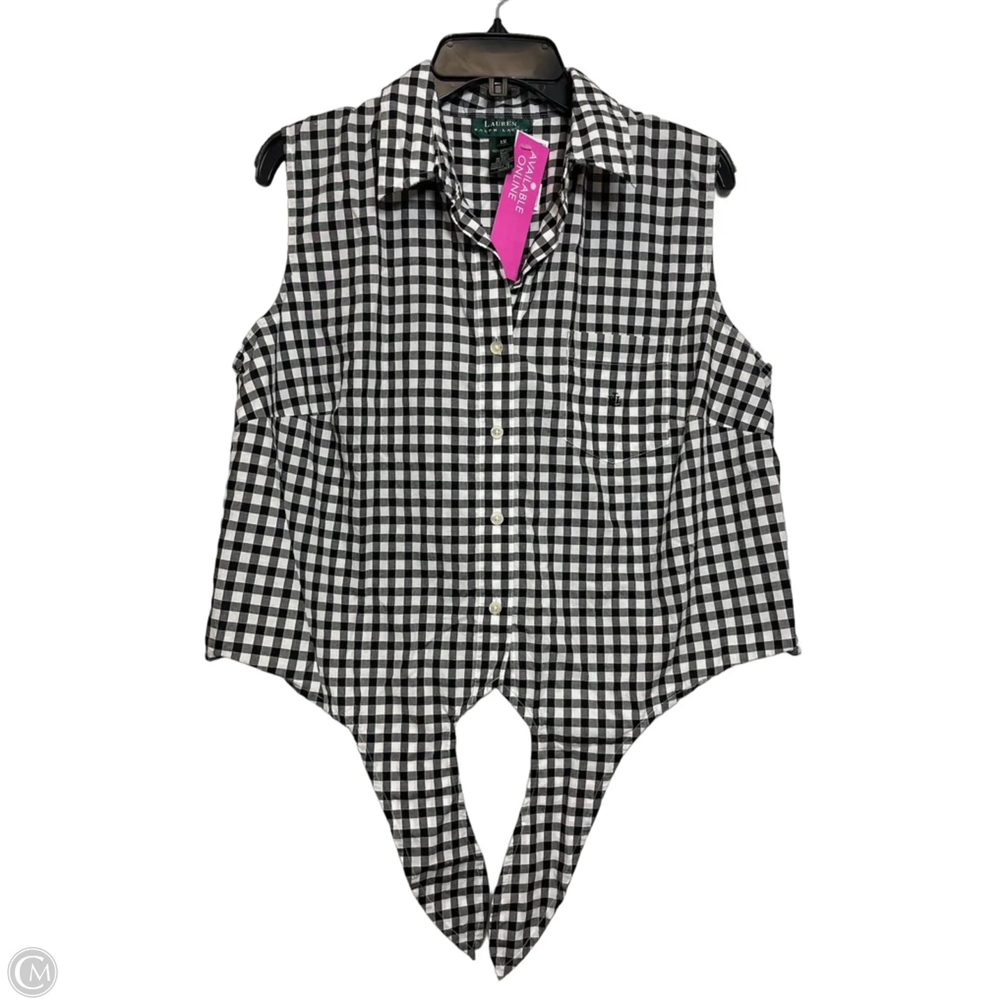 Top Sleeveless Basic By Lauren By Ralph Lauren In Black & White, Size: 1x