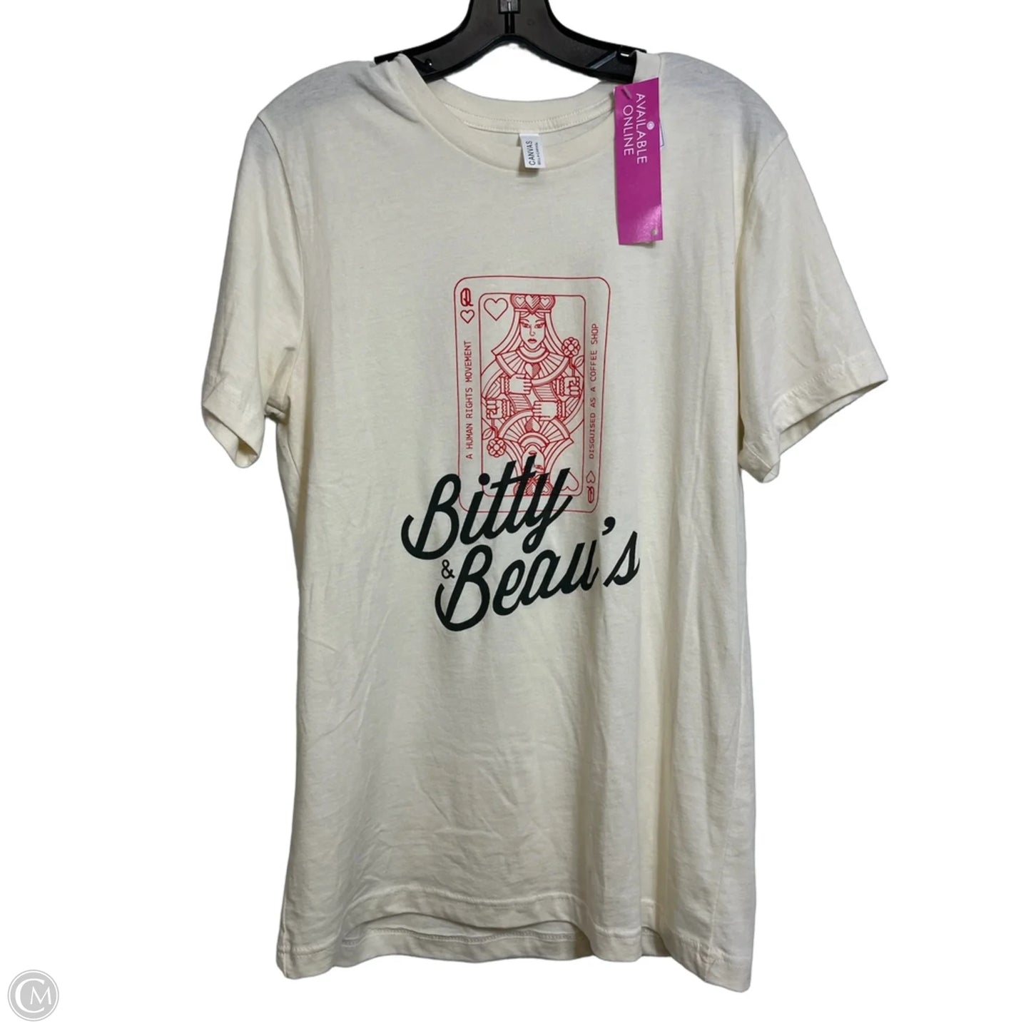 Top Short Sleeve Basic By Canvas In Cream, Size: M