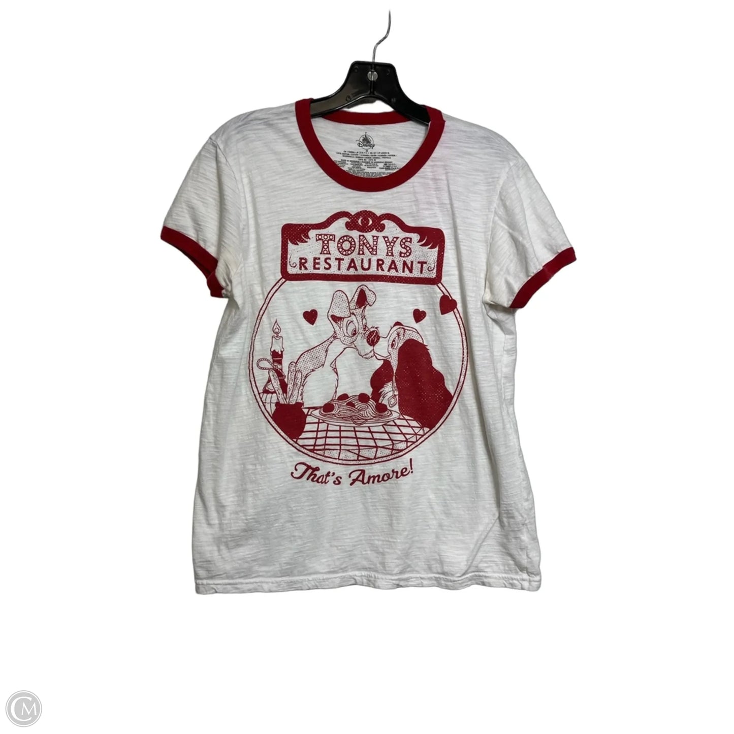 Lady & The Tramp Top Short Sleeve Basic By Disney In White, Size: M