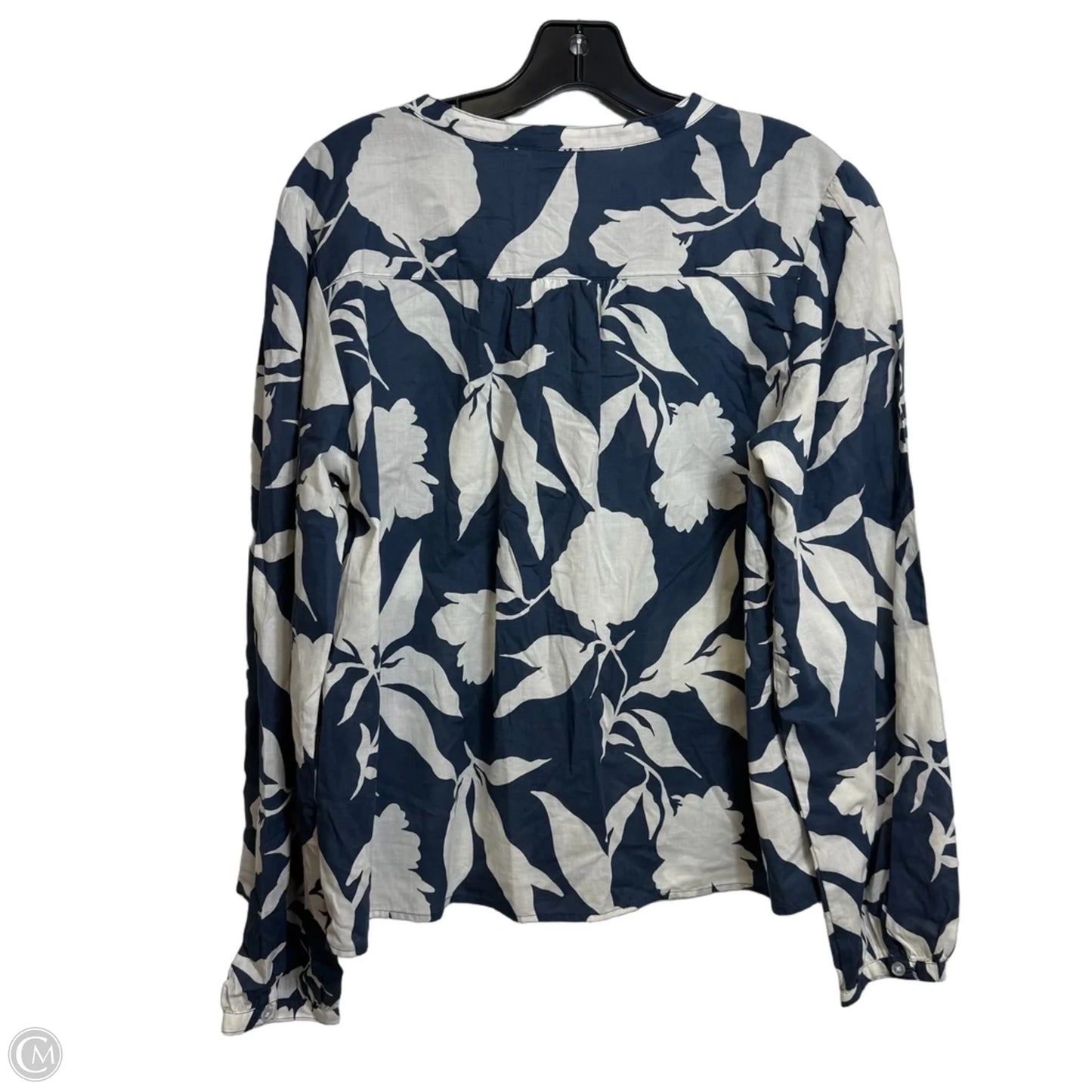 Top Long Sleeve Basic By Ann Taylor In Blue & White, Size: L