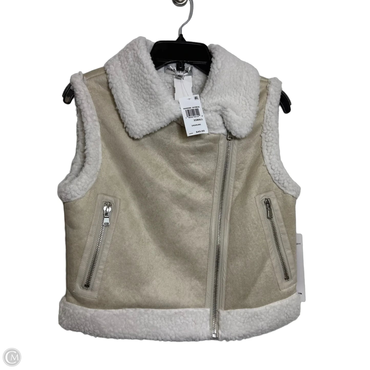 Vest Faux Fur & Sherpa By Madden Girl In Cream, Size: Xs