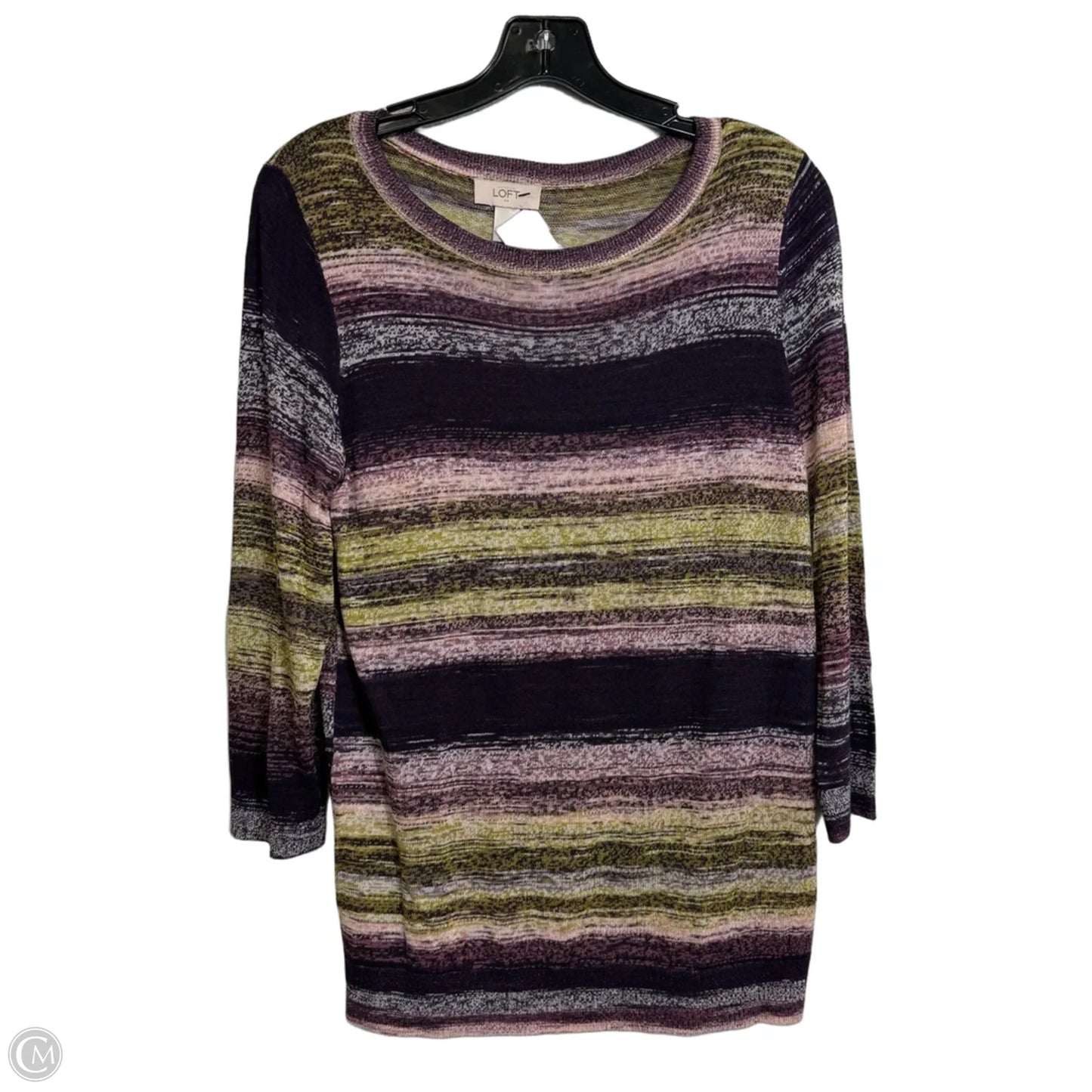 Top Long Sleeve Basic By Loft In Green & Purple, Size: L